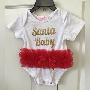 POPATU Santa Baby Glitter Tutu Bodysuit | Size 12m 🎅🏻❤️